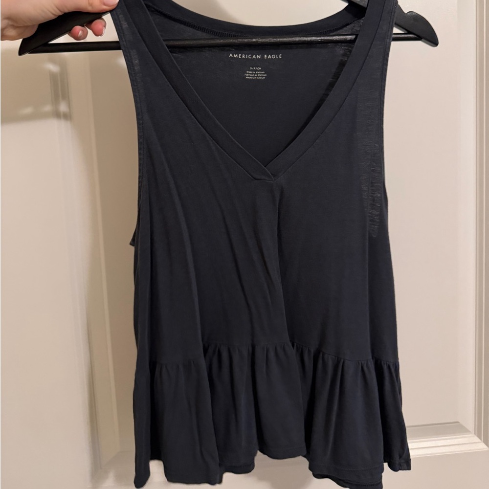 American Eagle Outfitters Women's Navy V-Neck Tank Top